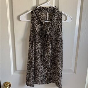 Leopard Print Sleeveless Blouse
